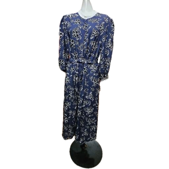 Elegant Blue Floral Midi Dress - Picture 1 of 6